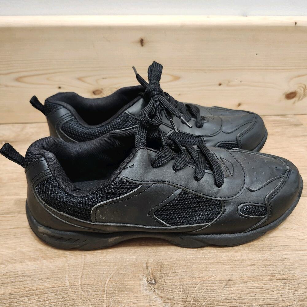 Toms Sneaker Womens 8 Black Lace Up Walking Shoes Casual Comfort Leather New